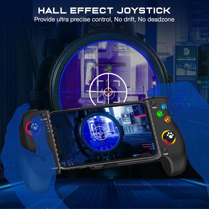 KICKDOT Wireless Phone Controller for iPhone/Android with Hall Joystick, Mobile Gaming Controller for iOS Support Xbox Game Pass, PlayStation, Steam Link, Call of Duty,Roblox, Cloud Gamepad - Image 2
